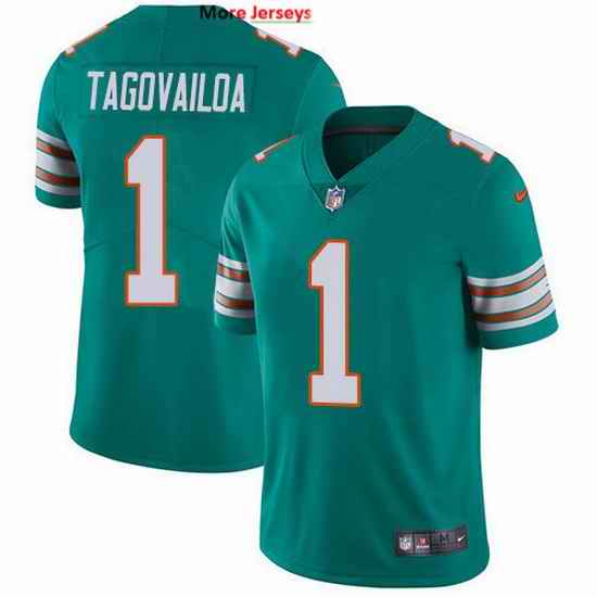Nike Dolphins 1 Tua Tagovailoa Aqua Green Alternate Men Stitched NFL Vapor Untouchable Limited Jersey